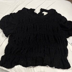 Treasure & Bond Textured Black Blouse